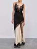 Casual Square Neck Sleeveless Patchwork High Waist Temperament Minimalist Maxi Dress