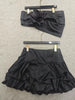 Elegant Strapless Spliced High Waist Patchwork Folds 3D Flower Two Piece Sets