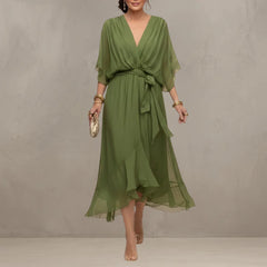 Women's Chiffon Wrap Flared Dress
