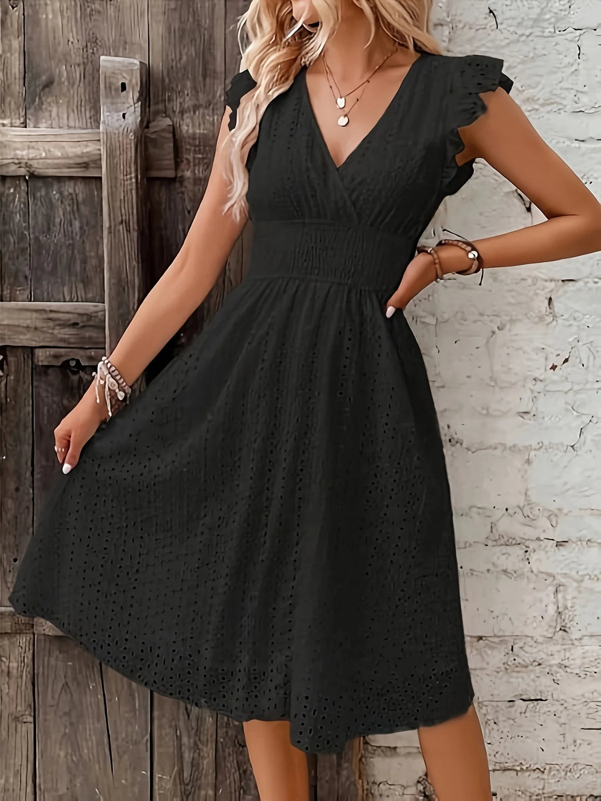 Women's Summer Flared V-Neck Dress