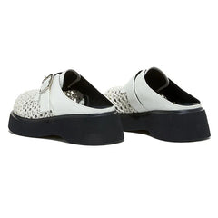 High Quality Leather Mesh Mules Slippers Openwork Design Wedge Heel