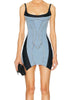 Casual Spaghetti Straps Low Neck Patchwork Irregular Hem Mini Dress