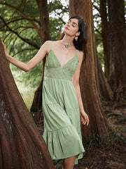 Solid Stitch Spaghetti Strap Midi Dress