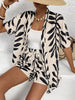 Casual Geometric Loose Blouse And Shorts Short 2 Piece Set
