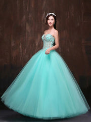 Strapless Tulle Beaded Sweetheart Luxury Quinceanera Dress
