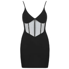 Spaghetti Strap V Neck Mini Dress