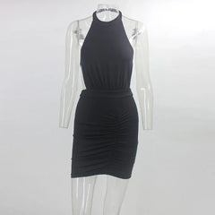 Halter Shiny Slim Backless Club Elegant Mini Dress