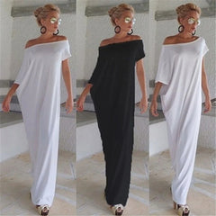Boho Side Slit Short Sleeve Evening Dress