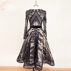 Elegant Tea Length Sequin Short Prom Party Gowns