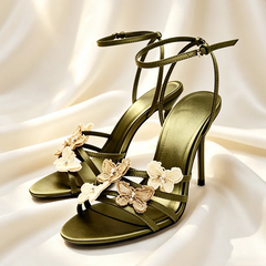Hand Embroidery Butterfly Detail High Heel