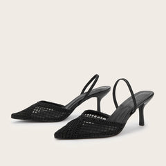 Mesh Brand Sandals Pumps Pointed Toe Elegant Slingback High Heel