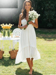 V-neck Casual High-waist Long Dress