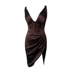 Spaghetti Strap Club Dress V Neck Sleeveless Draped Hot Party Dress