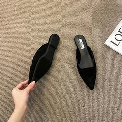 Slippers Pointed Toe Leopard Design Shallow Slip on Thin Low Heel