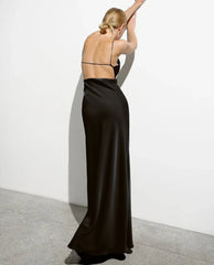 Elegant Loose Backless Hollow Out V-Neck Strap Sleeveless Maxi Dresses