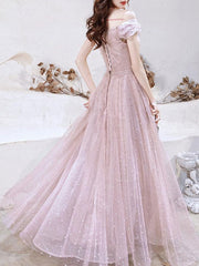 Evening A-Line Lace-up Bows Sequined Party Dresses