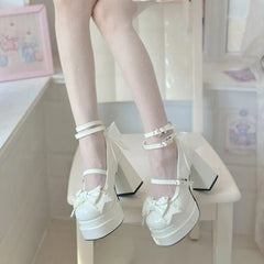 Sweet Pink Lace Bow Brand Mary Jane Shoes