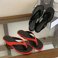 Shallow Square Clip Toe Slippers Low Heel
