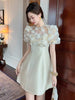 Vintage Elegant Sweet Sheer Mesh Diamonds Flowers Swing Short Ball Gown