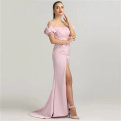 Puff Sleeves Elegant Formal Evening Dress