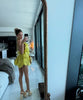 Casual Halter Backless Sleeveless Loose Layer Puff Hem Short Mini Dress