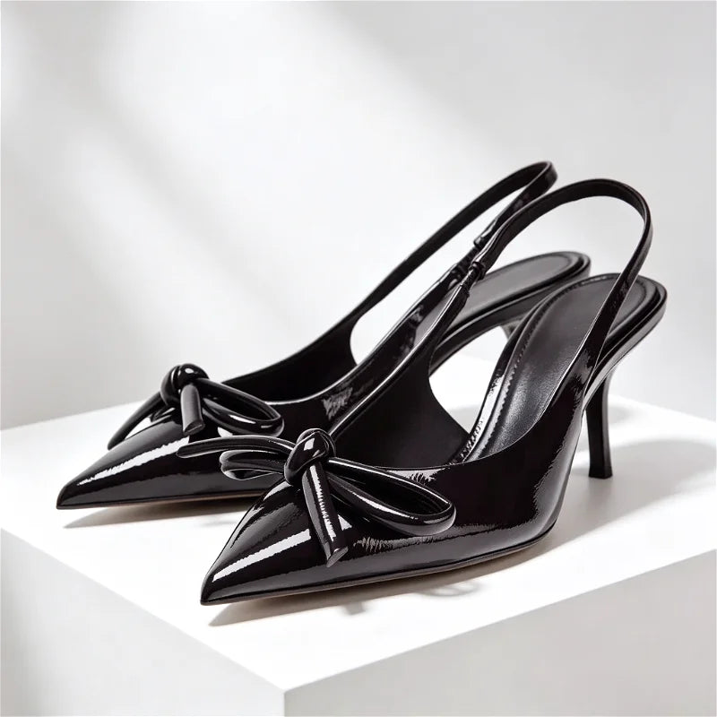 Dark Brown Patent Leather Slingback High Heel