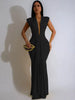 Elegant Ruched Deep V-neck Sheath Zipper Night Party Bodycon Maxi Dresses