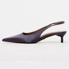 Elegant Purple Satin Low Heel