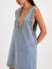 Elegant Patchwork Diamonds V-Neck Sleeveless Pullover High Street Mini Dress