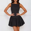 Casual Pullover Slimming Square Neck Sleeveless High Waist Mini Dress