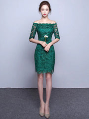 Elegant Lace Cocktail Off The Shoulder Sheath Party Mini Dress