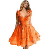 Elegant Clothing Tulle Spaghetti Straps Sleeveless High Slit Lace Up Back Mini Dress