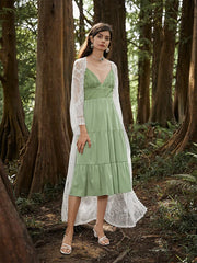Solid Stitch Spaghetti Strap Midi Dress