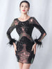 Elegant Backless Above Knee Bodycon Long Sleeve Mini Dresses