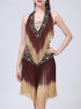 Elegant rhinestone Neck-mounted tassel bodycon prom short dresses