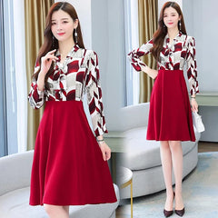 Print Patchwork Casual Party Chiffon Dress