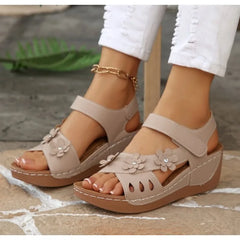 Flower Wedge Sandals Platform Sandals Chunky Heel