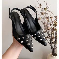 Sandals Metal Rivet High Heel