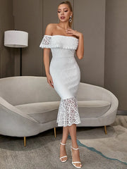 Lace Off Shoulder Club Party Dress