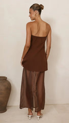 Kimora Strapless Mini Dress & Organza Skirt Set - Chocolate