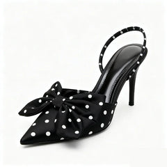 Elegant Polka Dot Designer Pumps Pointed Toe High Heel