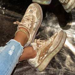 Luxury Designer Sneakers Outdoor Platform Female Sneakers Luxury Rhinestone Ladies Shoes