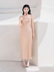 Hollow Out Elegant Strap Dress Niche Design High Waist Sleeveless Split Dresses