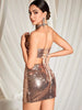 Elegant zipper Bodycon Short Strapless Backless Sequin Mini Dress