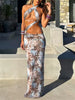 Irregular Ruched Gradient Print Halter Backless Sleeveless Slim Vacation Clubwear Vestidos Dress