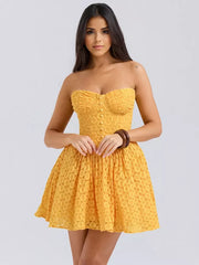 Elegant Sweetheart Neckline Open Shoulder Lace Sundress