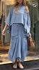 Casual Cotton and Linen Loose Solid Color Irregular Top Waist Pocket Skirt Two-piece Set