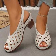 Fish Mouth Sandals Round Toe Cutout Breathable One Buckle Plus Size High Heel