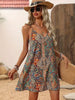 Bohemia Spaghetti Strap V-neck High Waist A-line Halter Mini Dress