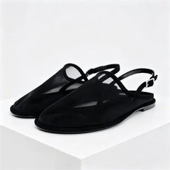 Luxury Brand Designer Flat Sandals Back Trip Strap Sandalias Mesh Breathable Casual Slides Mules Shoe